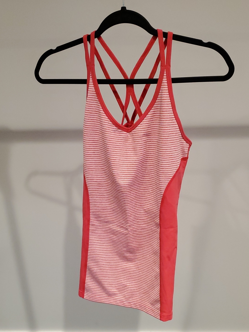 Tuff Athletics Pink Striped Crisscross Sports Tank